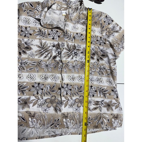 Alfred Dunner Floral Button Down Shirt Short Sleeve Neutral Print 18W - Picture 6 of 9
